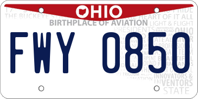 OH license plate FWY0850