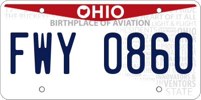 OH license plate FWY0860