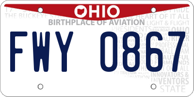 OH license plate FWY0867