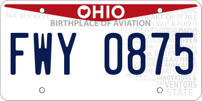 OH license plate FWY0875