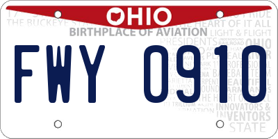 OH license plate FWY0910