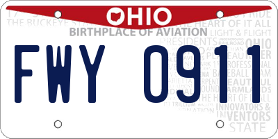 OH license plate FWY0911