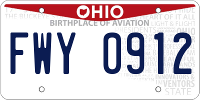 OH license plate FWY0912