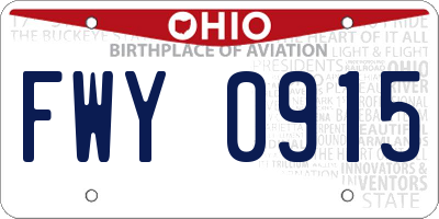 OH license plate FWY0915