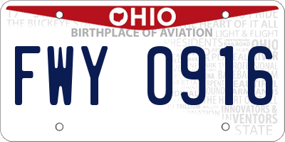 OH license plate FWY0916