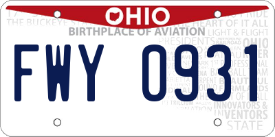 OH license plate FWY0931