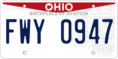 OH license plate FWY0947