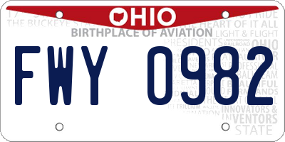 OH license plate FWY0982