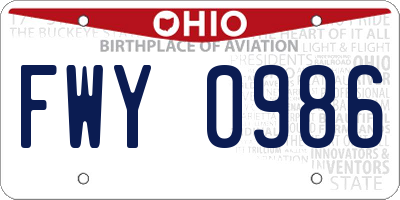 OH license plate FWY0986