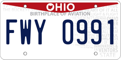 OH license plate FWY0991