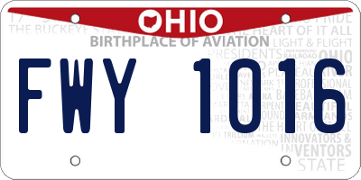 OH license plate FWY1016