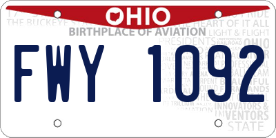 OH license plate FWY1092