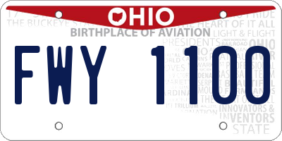 OH license plate FWY1100