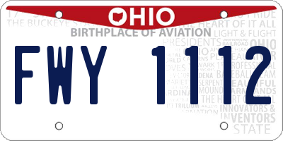 OH license plate FWY1112
