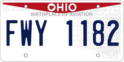 OH license plate FWY1182