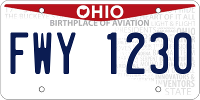 OH license plate FWY1230