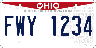 OH license plate FWY1234