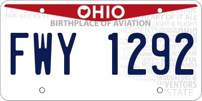 OH license plate FWY1292