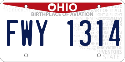 OH license plate FWY1314