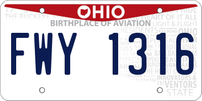 OH license plate FWY1316