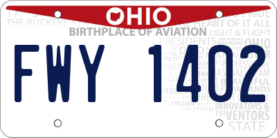 OH license plate FWY1402