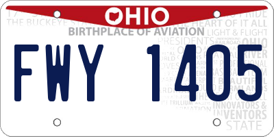 OH license plate FWY1405