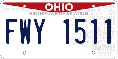 OH license plate FWY1511