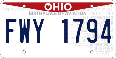OH license plate FWY1794