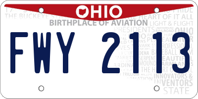 OH license plate FWY2113