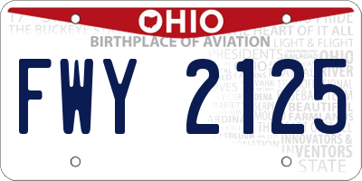 OH license plate FWY2125