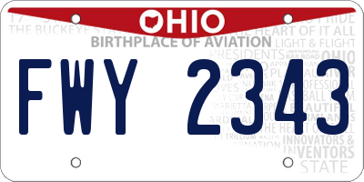 OH license plate FWY2343