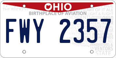 OH license plate FWY2357