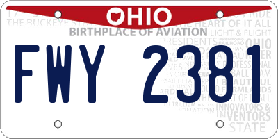 OH license plate FWY2381