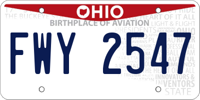 OH license plate FWY2547