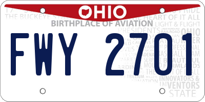 OH license plate FWY2701