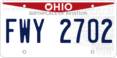 OH license plate FWY2702