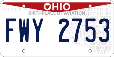 OH license plate FWY2753