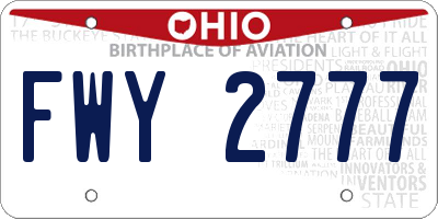 OH license plate FWY2777