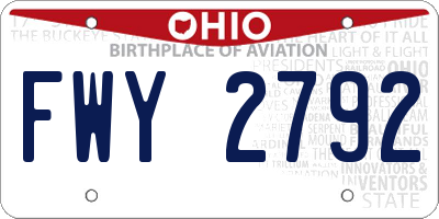 OH license plate FWY2792