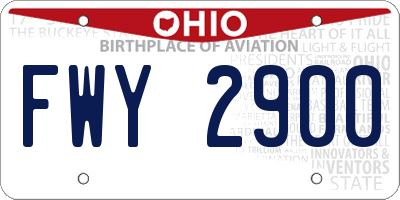 OH license plate FWY2900