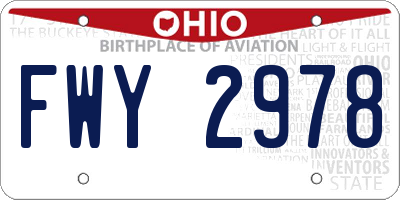 OH license plate FWY2978