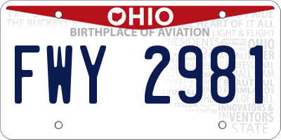 OH license plate FWY2981