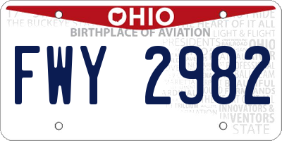 OH license plate FWY2982