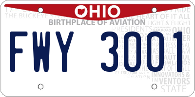 OH license plate FWY3001