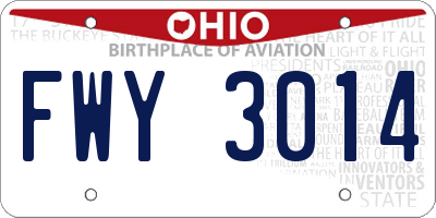 OH license plate FWY3014