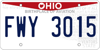 OH license plate FWY3015