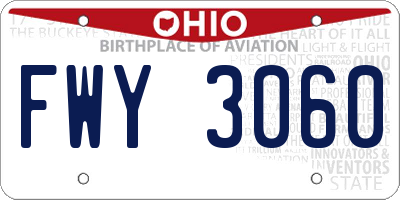 OH license plate FWY3060