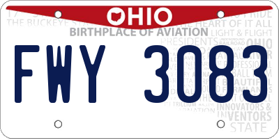 OH license plate FWY3083