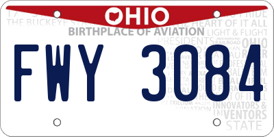 OH license plate FWY3084