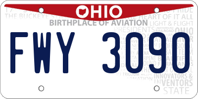OH license plate FWY3090